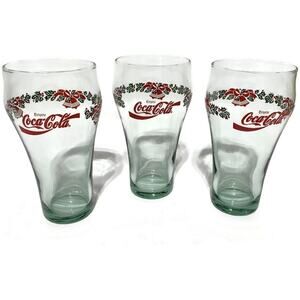 Vintage Coca-Cola Glasses With Christmas Holiday Theme Set of 3